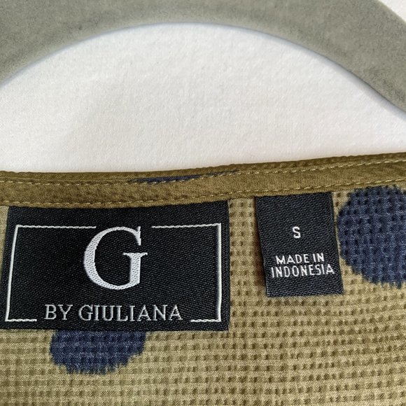 G by Giuliana V-Neck Puff Long Sleeve Blouse Size Small Olive & Black Dot NWT - Picture 6 of 11